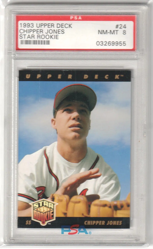 Graded Chipper Jones 1993 Upper Deck rookie card from Columbia Hobby featuring Chipper Jones