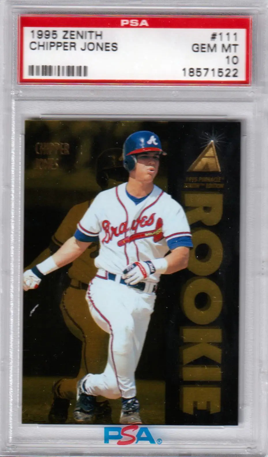 Graded Chipper Jones Zenith RC Rookie Card from Columbia Hobby in PSA 10 GEM MINT