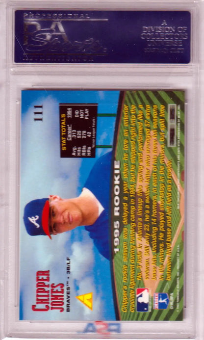Chipper Jones 1995 Zenith RC Rookie baseball card from Columbia Hobby featuring PSA 10 Gem Mint