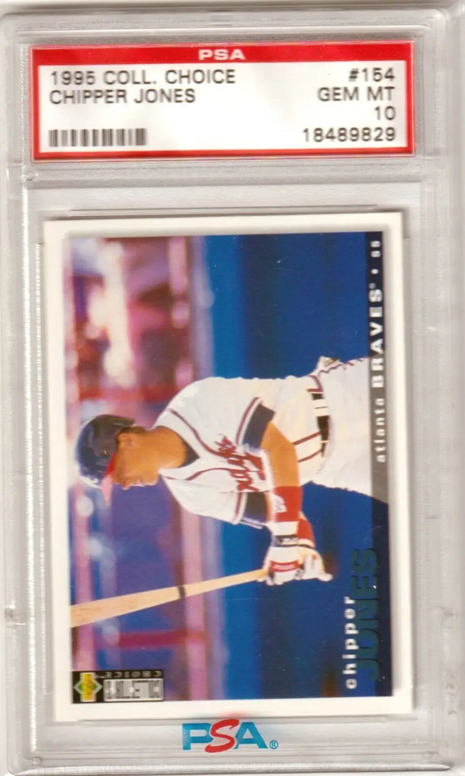 Graded Chipper Jones baseball card Columbia Hobby Gem Mint from 1995 Upper Deck