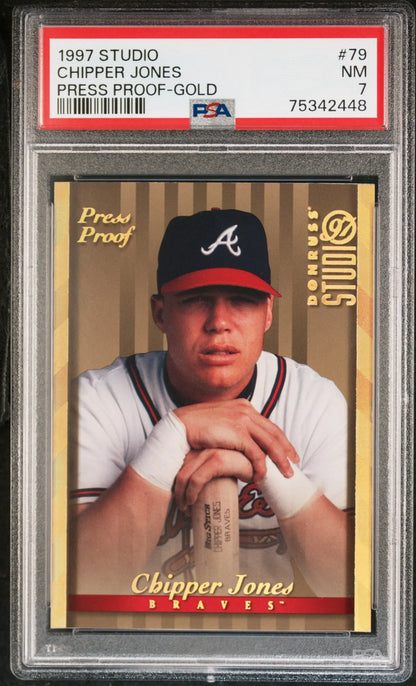 Graded Chipper Jones baseball card from Columbia Hobby Studio Press Proof collection