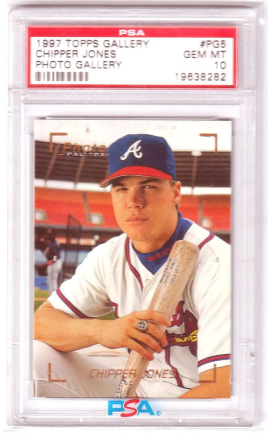 Graded Chipper Jones baseball card from 1997 Topps Gallery for single cards collection at Columbia Hobby eBay store