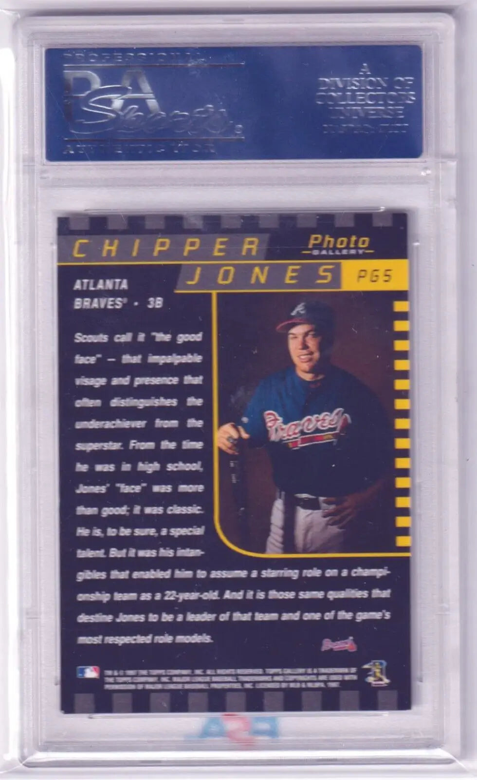 Graded Chipper Jones baseball card from 1997 Topps Gallery in our Columbia Hobby eBay store