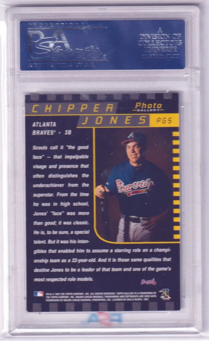 Graded Chipper Jones baseball card from 1997 Topps Gallery in our Columbia Hobby eBay store