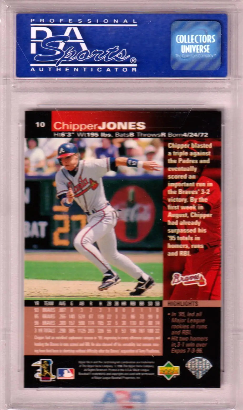 Chipper Jones 1997 Upper Deck baseball card from Columbia Hobby featuring Chipper Jones