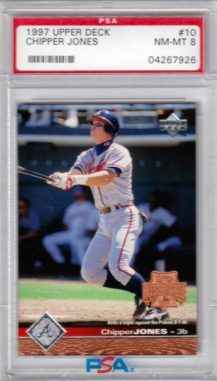 Graded Chipper Jones 1997 Upper Deck baseball card from Columbia Hobby