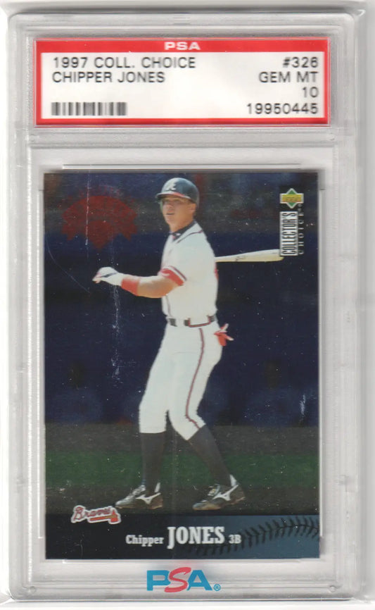 Graded Chipper Jones baseball card from Columbia Hobby, PSA 10 Gem Mint 1997 Upper Deck