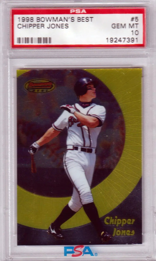Graded Chipper Jones baseball card from Bowman’s Best series at Columbia Hobby