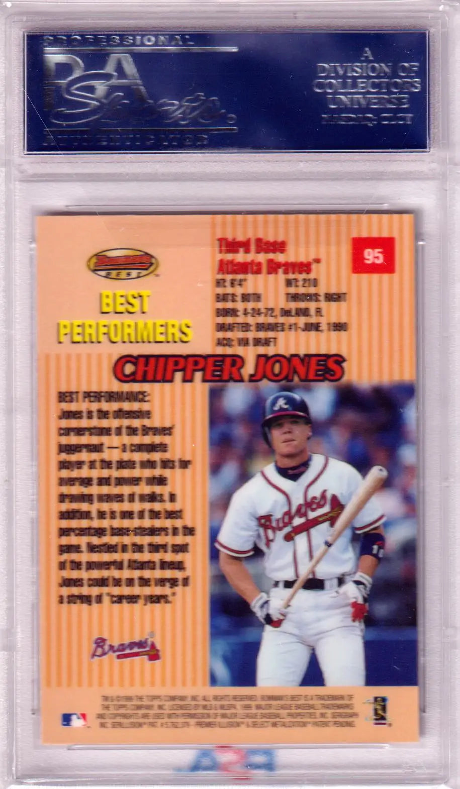 Graded Chipper Jones baseball card from Bowman’s Best series at Columbia Hobby