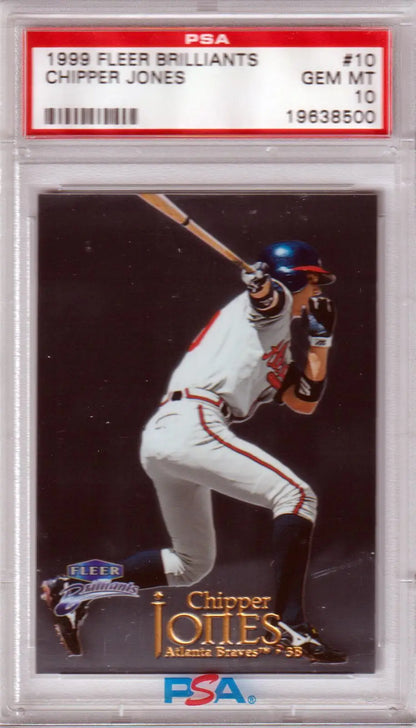 Graded Chipper Jones baseball card from Fleer Brilliants series at Columbia Hobby