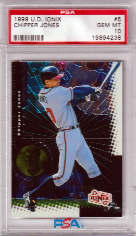 Graded Chipper Jones baseball card from Upper Deck Ionix series at Columbia Hobby