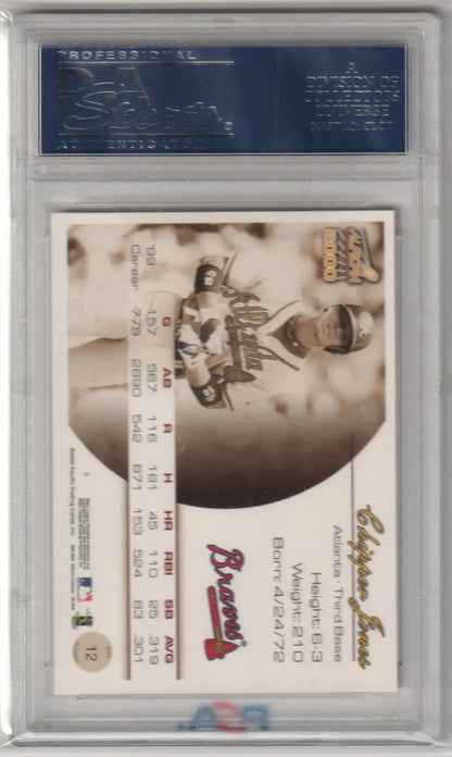 Chipper Jones 2000 Pacific Aurora baseball card in PSA 10 GEM MINT from Columbia Hobby