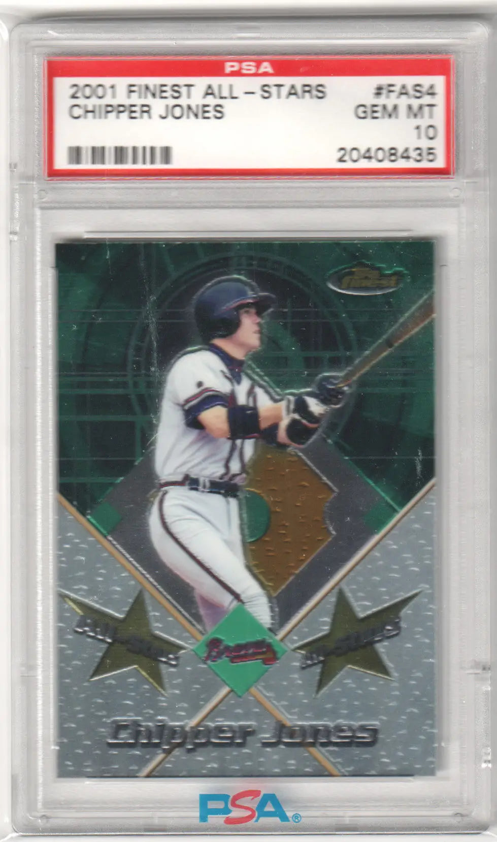 Graded Chipper Jones baseball card from Columbia Hobby FAS4 PSA PSA 10 GEM MINT