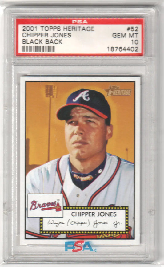 Graded Chipper Jones baseball card from Topps Heritage by Columbia Hobby, PSA 10 gem mint