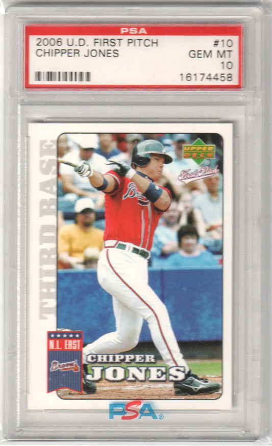Graded Chipper Jones baseball card from Upper Deck in a Columbia Hobby product