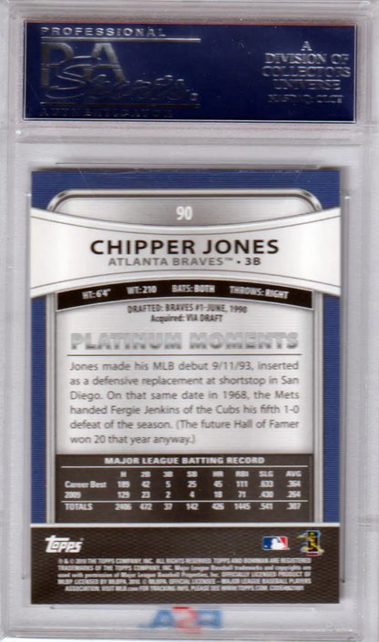 Chipper Jones 2010 Bowman Platinum baseball card in PSA 10 GEM MINT from Columbia Hobby