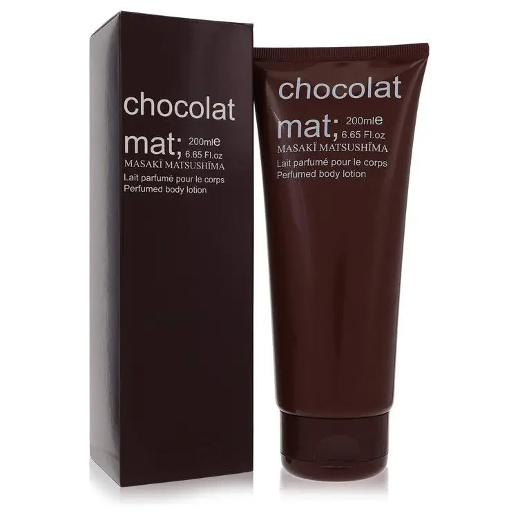 Brown perfumed body lotion tube and box for Chocolat Mat by Masaki Matsushima