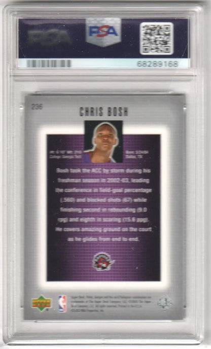 Graded Chris Bosh basketball card from Upper Deck Finite series, PSA 9 Mint condition