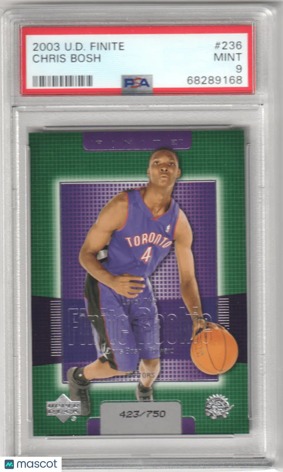Graded Chris Bosh basketball card from Upper Deck Finite series in PSA 9 Mint condition