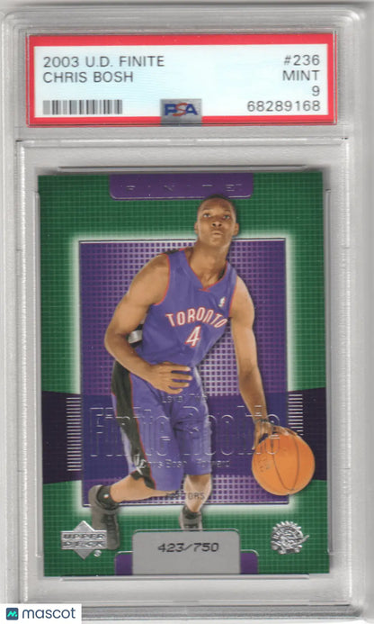 Graded Chris Bosh basketball card from Upper Deck Finite series in PSA 9 Mint condition