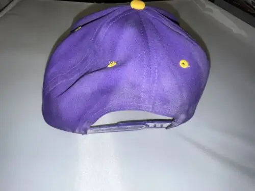 Purple and yellow Chris Carter #80 Signed NFL Minnesota Vikings Eastport Snapback Cap Hat