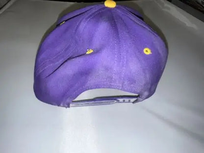 Purple and yellow Chris Carter #80 Signed NFL Minnesota Vikings Eastport Snapback Cap Hat