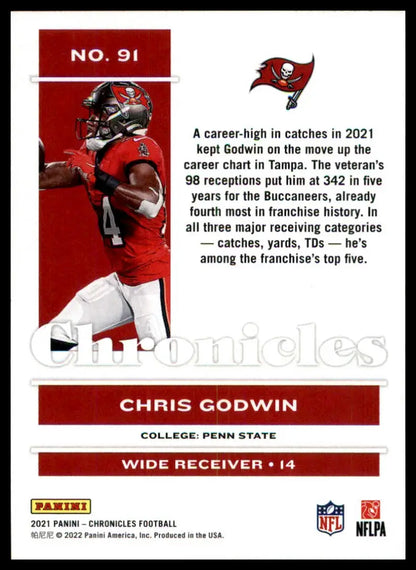 Chris Godwin football card from Panini Chronicles 2021 Tampa Bay Buccaneers collection