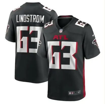 Black Atlanta Falcons Chris Lindstrom Nike Team Game Jersey front view