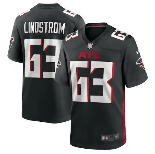 Black Atlanta Falcons Chris Lindstrom Nike Team Game Jersey front view