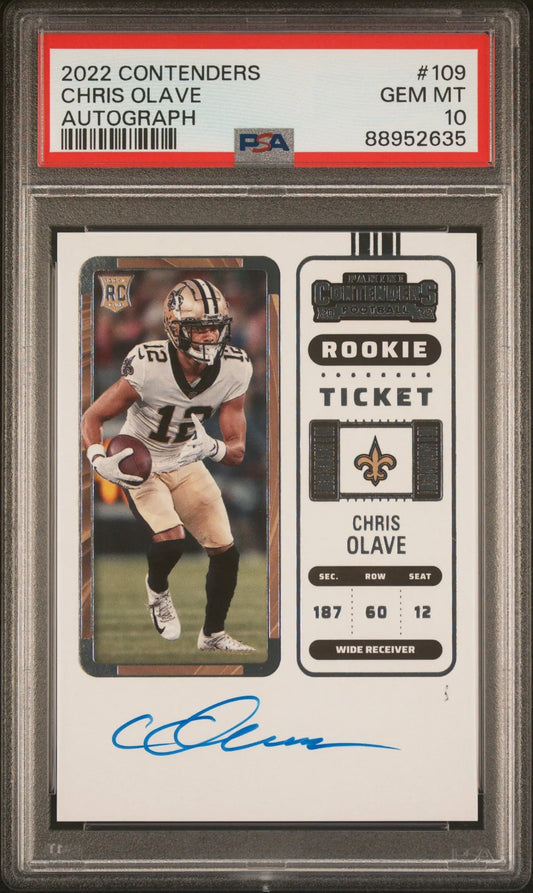 PSA 10 Gem Mint Chris Olave Autographed 2022 Panini Contenders Auto Football Card