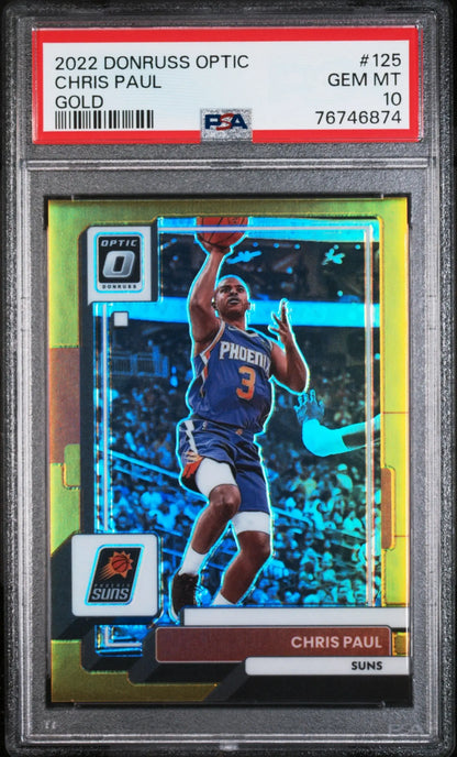 PSA-graded 2022 Donruss Optic Chris Paul Gold basketball card in Gem Mint condition