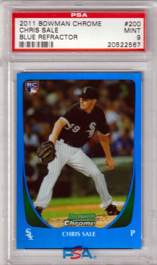 Graded Chris Sale 2011 Bowman Chrome Blue Refractor Rookie Card Columbia Hobby