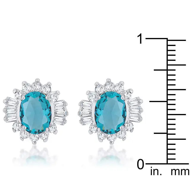 Chrisalee 3.3ct Aqua CZ Rhodium Classic Stud Earrings - Earrings