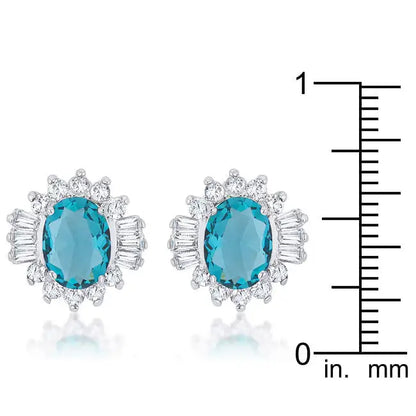 Chrisalee 3.3ct Aqua CZ Rhodium Classic Stud Earrings - Earrings