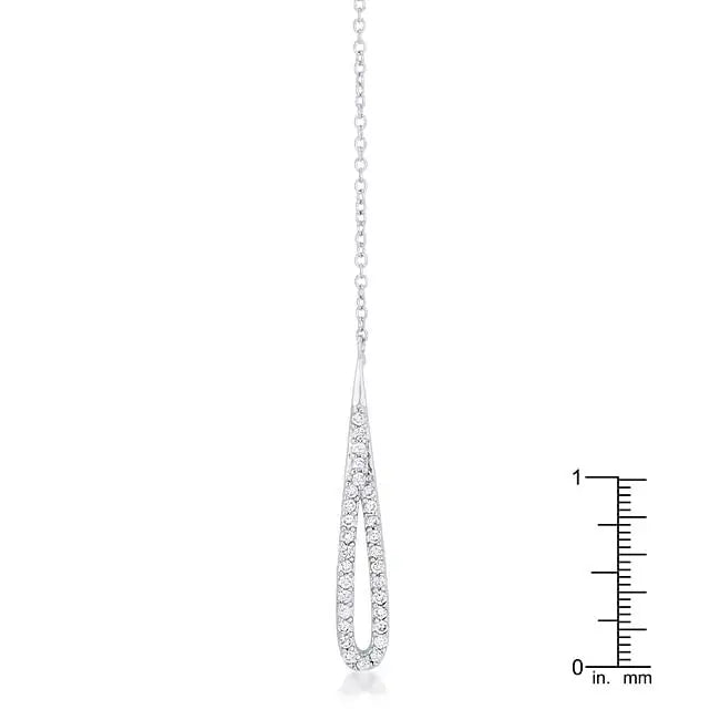 Chrisette 0.4ct CZ Rhodium Classic Drop Lariat Necklace - Necklaces