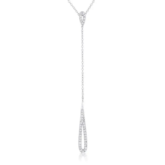 Chrisette 0.4ct CZ Rhodium Classic Drop Lariat Necklace - Necklaces