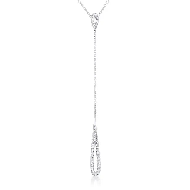 Chrisette 0.4ct CZ Rhodium Classic Drop Lariat Necklace - Necklaces