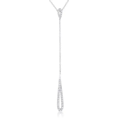 Chrisette 0.4ct CZ Rhodium Classic Drop Lariat Necklace - Necklaces
