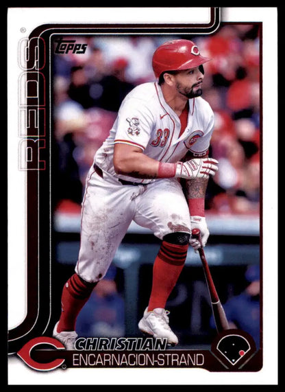 Baseball card of Christian Encarnacion-Strand from 2025 Topps Cincinnati Reds