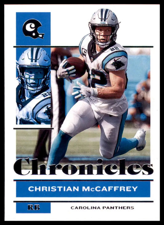 Football trading card featuring Christian McCaffrey from Panini Chronicles 2021 Panthers