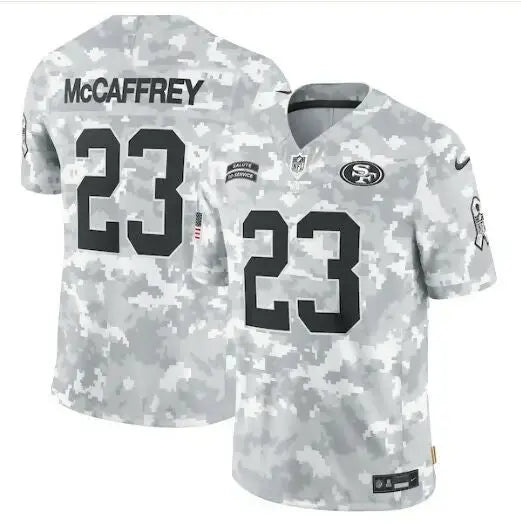 Christian McCaffrey San Francisco 49ers white and gray digital camouflage jersey