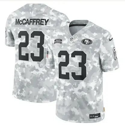 Christian McCaffrey San Francisco 49ers white and gray digital camouflage jersey