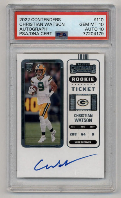 Christian Watson 2022 Contenders Auto PSA 10 Gem Mint Auto 10 - Singles