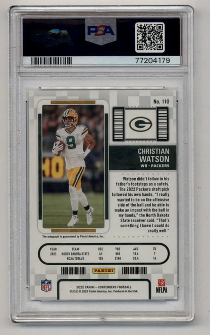 Christian Watson 2022 Contenders Auto PSA 10 Gem Mint Auto 10 - Singles