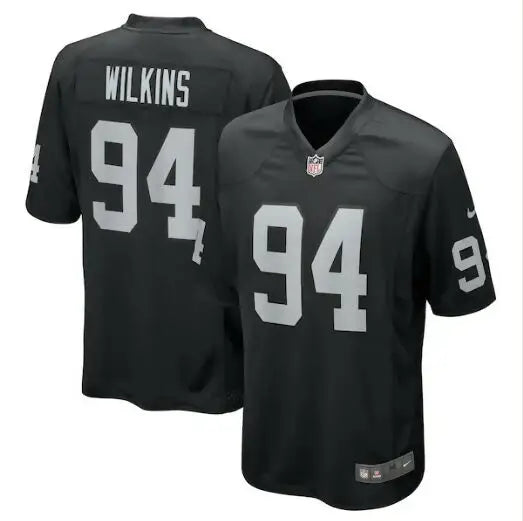 Black Christian Wilkins Las Vegas Raiders Nike Team Game Jersey displayed