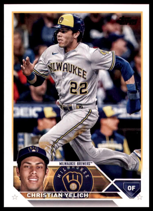 Christian Yelich baseball card from 2023 Topps #192 Milwaukee Brewers edition