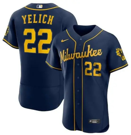 Navy blue Christian Yelich Milwaukee Brewers Nike Alternate Authentic Player Jersey
