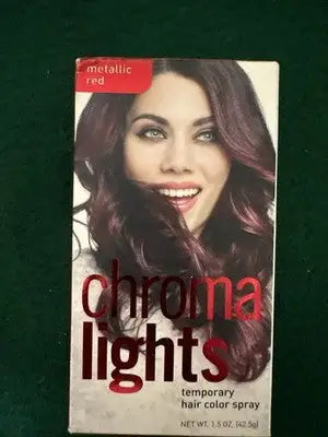 Box of Chroma Lights Temporary Hair Color Spray in Metallic Red for vibrant hair transformation