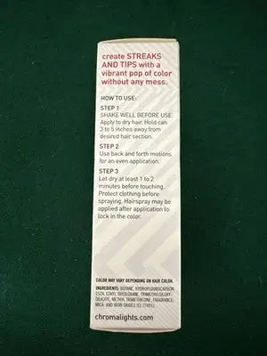 Instructions and ingredients for Chroma Lights Temporary Hair Color Metallic Red