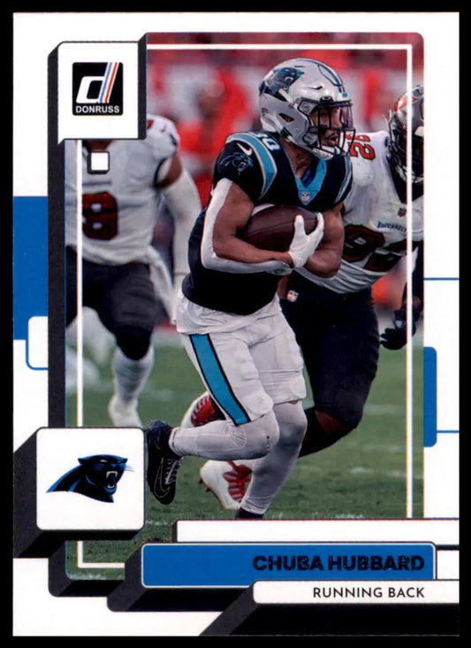 Chuba Hubbard football card from 2022 Donruss Panthers series featuring Carolina Panthers player